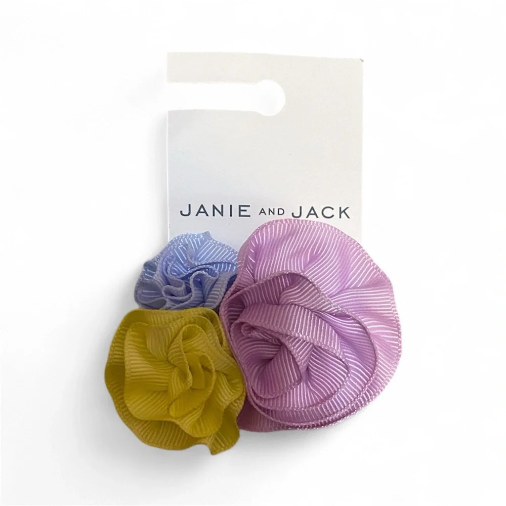 Janie and Jack Floral Hair Clips in Purple, Yellow, and Blue